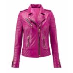 Dana Inspired Purple Moto Leather Jacket