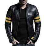 Zafy Classic Slim Fit Black Biker Leather Jacket for Men