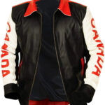 Bomber Style Canadian Flag Leather Jacket